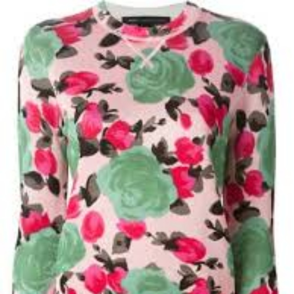 Floral Women's Sweater - Pink and Green